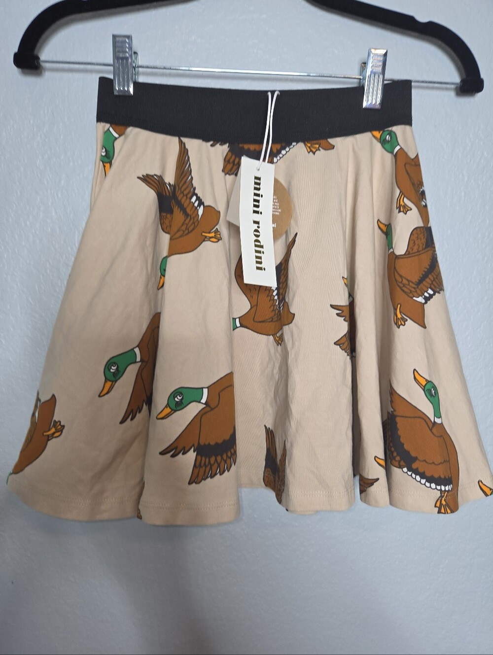 Mini Rodini NEW Girls Flying Duck Mallard Print Skirt Size 7/8